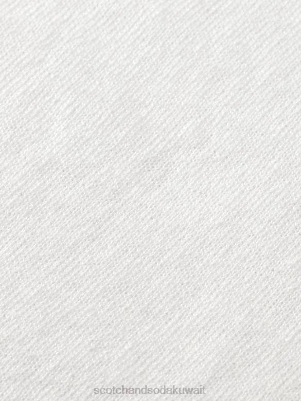 ملابس Scotch & Soda سترة بياقة دائرية من مزيج الكتان أبيض رجال N0V4652
