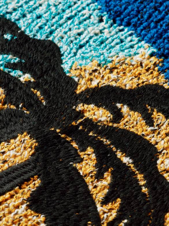 ملابس Scotch & Soda سترة بياقة دائرية عمل فني متباين الألوان نخيل متعددة رجال N0V4655