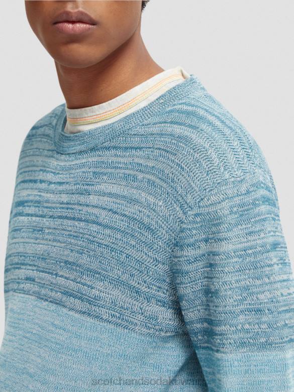 ملابس Scotch & Soda سترة عضوية مخططة ومتماسكة التحرير والسرد ب رجال N0V4656