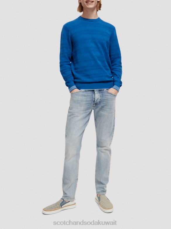 ملابس Scotch & Soda سترة منسوجة من مزيج الكتان ريفيرا الأزرق رجال N0V4658