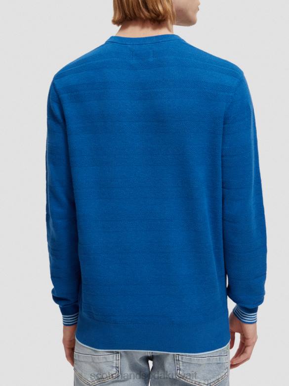 ملابس Scotch & Soda سترة منسوجة من مزيج الكتان ريفيرا الأزرق رجال N0V4658