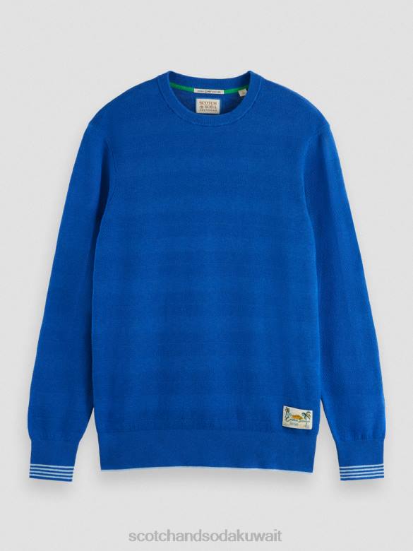 ملابس Scotch & Soda سترة منسوجة من مزيج الكتان ريفيرا الأزرق رجال N0V4658