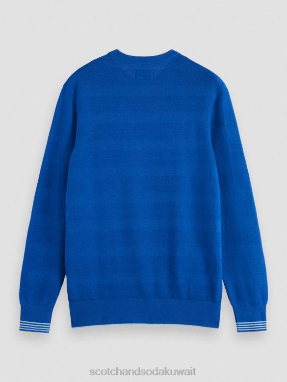 ملابس Scotch & Soda سترة منسوجة من مزيج الكتان ريفيرا الأزرق رجال N0V4658
