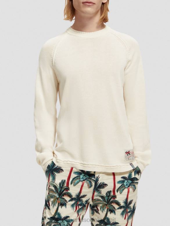 ملابس Scotch & Soda سترة ريجلان مزيج الدنيم الأبيض رجال N0V4659