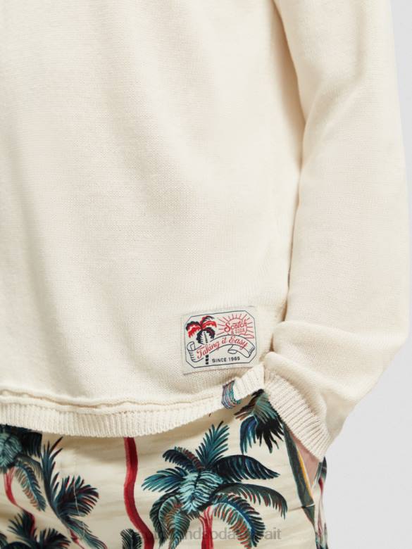 ملابس Scotch & Soda سترة ريجلان مزيج الدنيم الأبيض رجال N0V4659