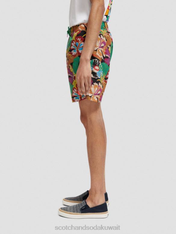 ملابس Scotch & Soda شورت سباحة مطبوع متوسط ​​الطول الأزهار السوداء رجال N0V4673
