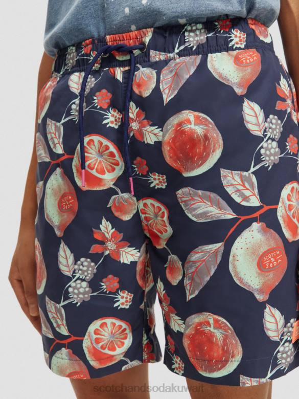 ملابس Scotch & Soda شورت سباحة مطبوع متوسط ​​الطول فواكه متعددة رجال N0V4674