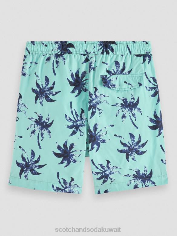 ملابس Scotch & Soda شورت سباحة مطبوع متوسط ​​الطول أوراق شمع النعناع رجال N0V4675