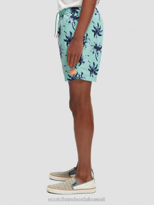 ملابس Scotch & Soda شورت سباحة مطبوع متوسط ​​الطول أوراق شمع النعناع رجال N0V4675