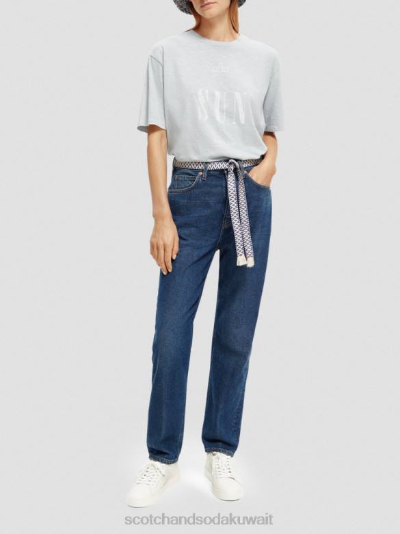 ملابس Scotch & Soda تي شيرت فضفاض من القطن العضوي سحابة زرقاء نحيف N0V467
