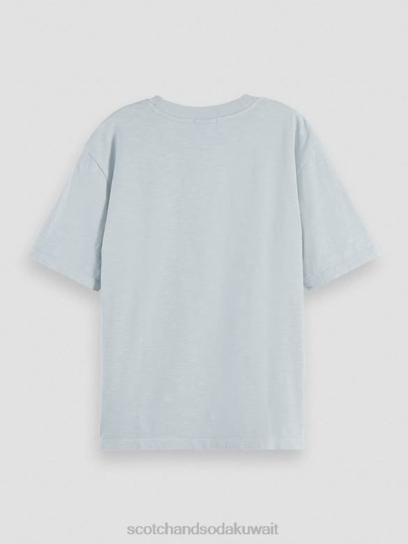ملابس Scotch & Soda تي شيرت فضفاض من القطن العضوي سحابة زرقاء نحيف N0V467