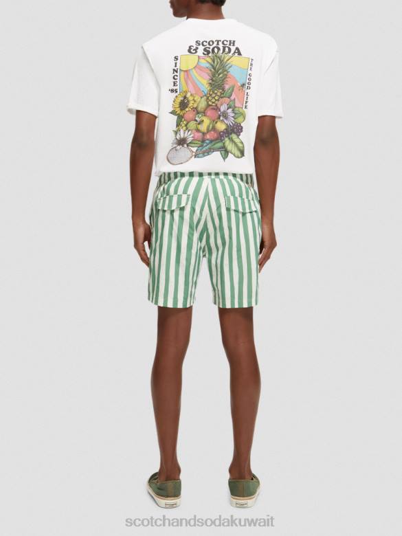 ملابس Scotch & Soda شورت سباحة متوسط ​​الطول مطبوع شريط صبغ التعادل الأخضر رجال N0V4680