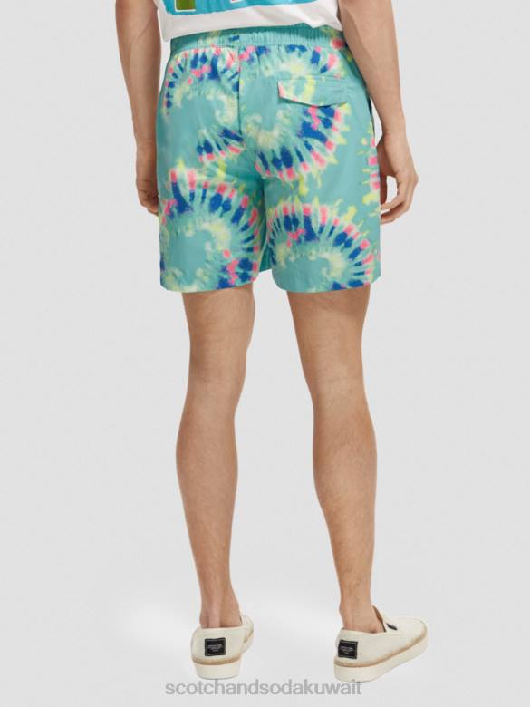 ملابس Scotch & Soda شورت سباحة متوسط ​​الطول مطبوع ومصبوغ صبغة زهرة النعناع رجال N0V4685