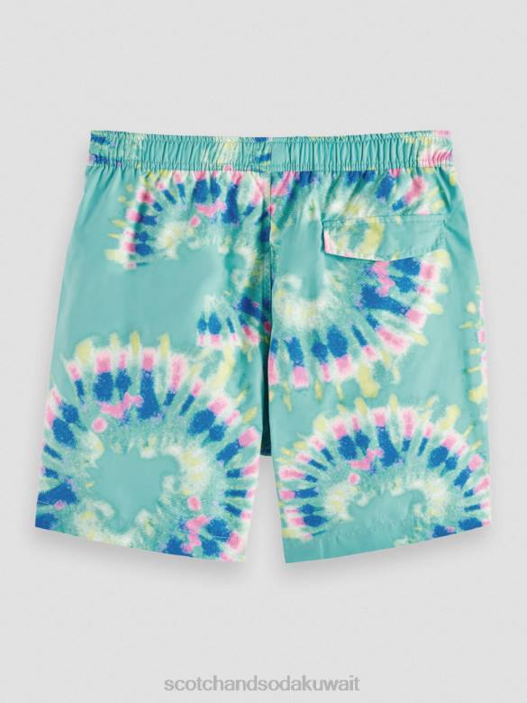 ملابس Scotch & Soda شورت سباحة متوسط ​​الطول مطبوع ومصبوغ صبغة زهرة النعناع رجال N0V4685