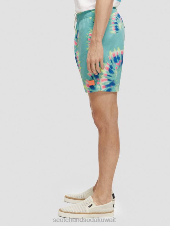 ملابس Scotch & Soda شورت سباحة متوسط ​​الطول مطبوع ومصبوغ صبغة زهرة النعناع رجال N0V4685