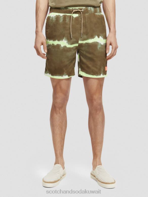ملابس Scotch & Soda شورت سباحة متوسط ​​الطول مطبوع ومصبوغ صبغة ربطة عنق عسكرية رجال N0V4688
