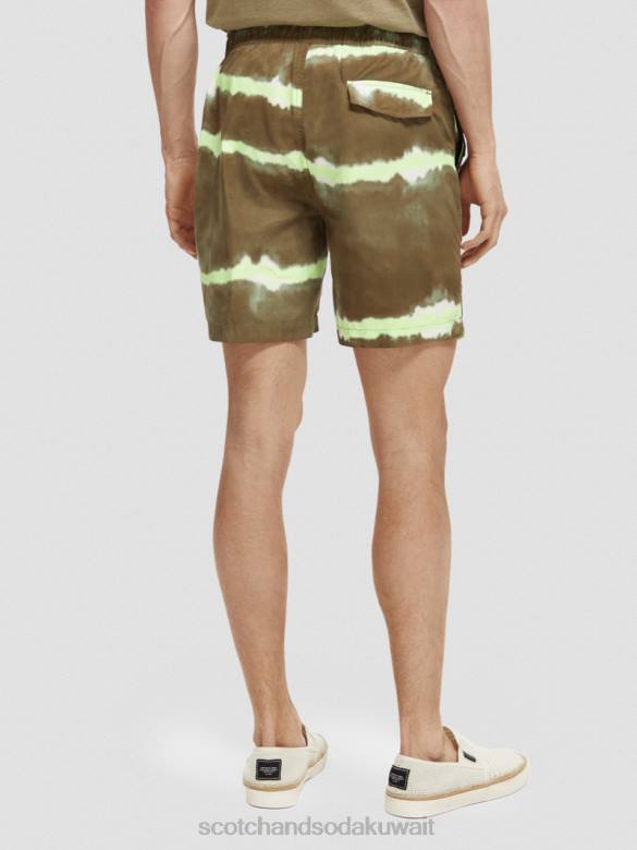 ملابس Scotch & Soda شورت سباحة متوسط ​​الطول مطبوع ومصبوغ صبغة ربطة عنق عسكرية رجال N0V4688