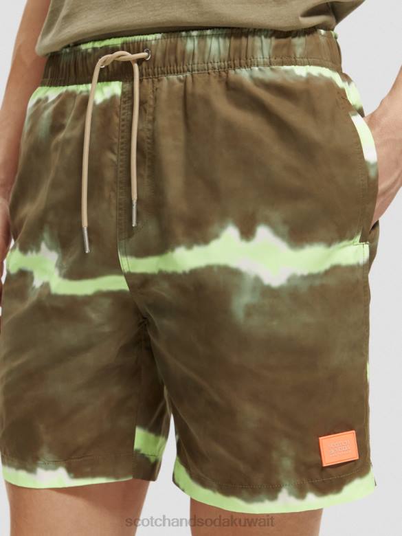 ملابس Scotch & Soda شورت سباحة متوسط ​​الطول مطبوع ومصبوغ صبغة ربطة عنق عسكرية رجال N0V4688
