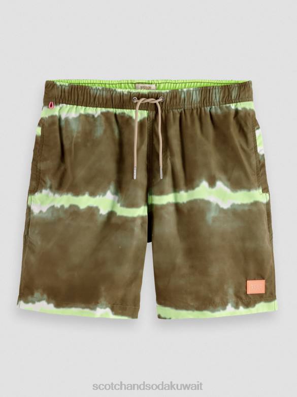 ملابس Scotch & Soda شورت سباحة متوسط ​​الطول مطبوع ومصبوغ صبغة ربطة عنق عسكرية رجال N0V4688