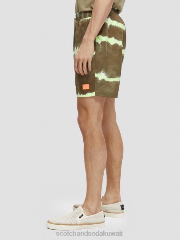 ملابس Scotch & Soda شورت سباحة متوسط ​​الطول مطبوع ومصبوغ صبغة ربطة عنق عسكرية رجال N0V4688