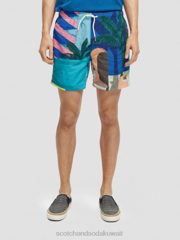 ملابس Scotch & Soda شورت سباحة متوسط ​​الطول مطبوع مشهد اوب رجال N0V4691