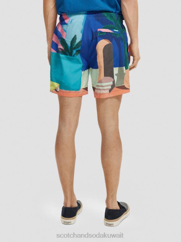 ملابس Scotch & Soda شورت سباحة متوسط ​​الطول مطبوع مشهد اوب رجال N0V4691