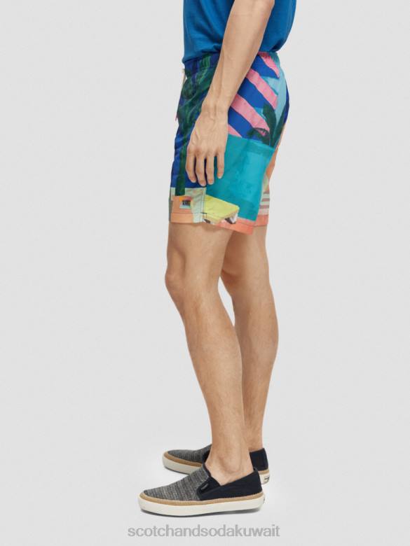 ملابس Scotch & Soda شورت سباحة متوسط ​​الطول مطبوع مشهد اوب رجال N0V4691
