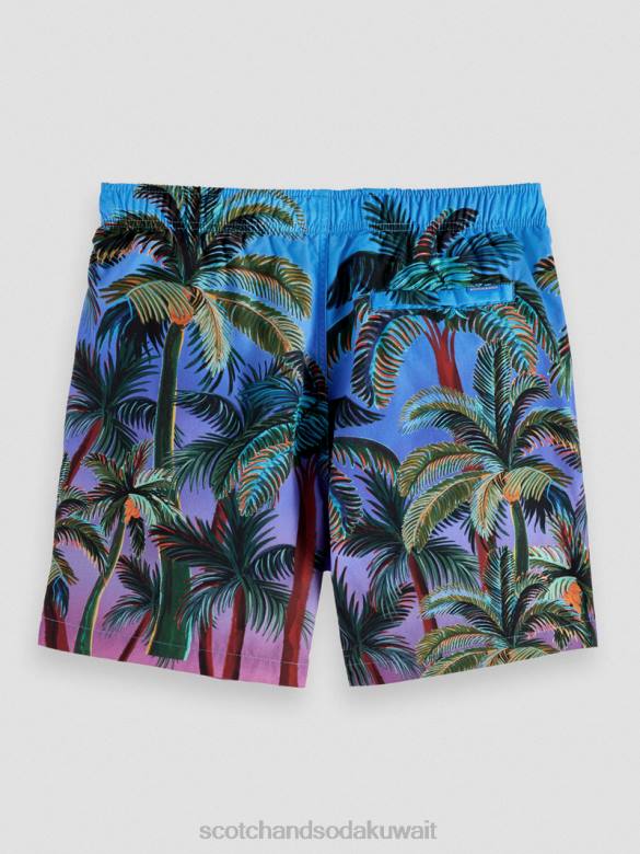 ملابس Scotch & Soda شورت سباحة متوسط ​​الطول مطبوع أشجار النخيل البحرية رجال N0V4692