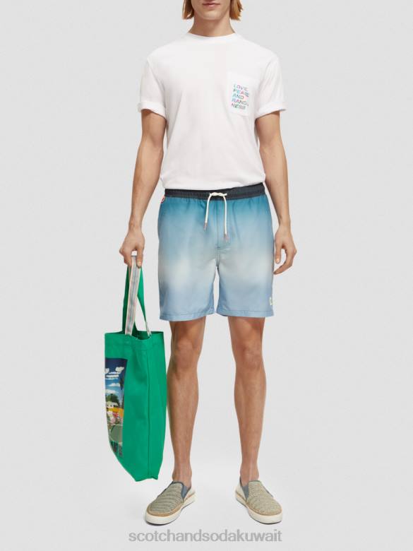 ملابس Scotch & Soda شورت سباحة مطبوع متوسط ​​الطول التدرج الفيروزي رجال N0V4694