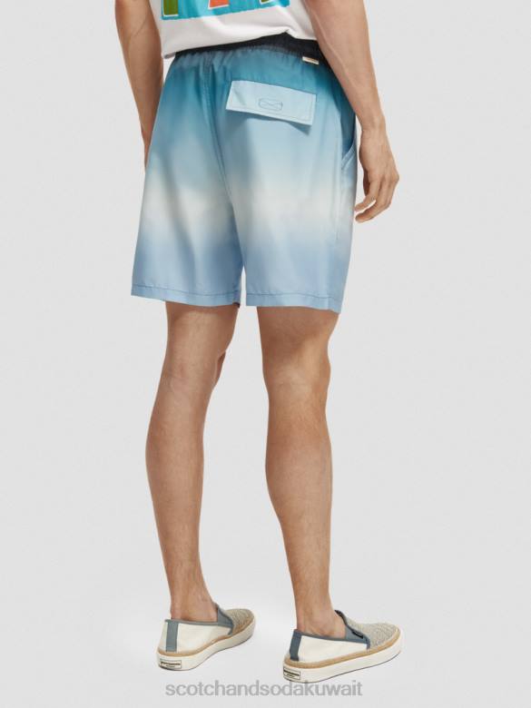 ملابس Scotch & Soda شورت سباحة مطبوع متوسط ​​الطول التدرج الفيروزي رجال N0V4694