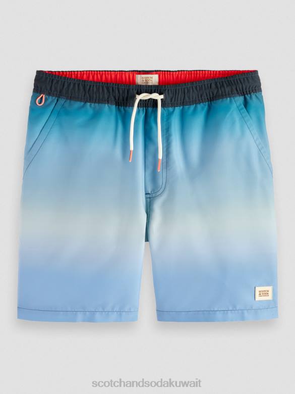 ملابس Scotch & Soda شورت سباحة مطبوع متوسط ​​الطول التدرج الفيروزي رجال N0V4694