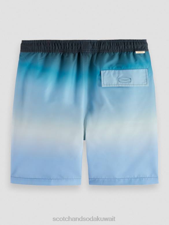 ملابس Scotch & Soda شورت سباحة مطبوع متوسط ​​الطول التدرج الفيروزي رجال N0V4694