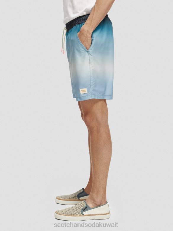 ملابس Scotch & Soda شورت سباحة مطبوع متوسط ​​الطول التدرج الفيروزي رجال N0V4694