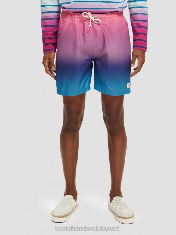 ملابس Scotch & Soda شورت سباحة مطبوع متوسط ​​الطول التدرج الكرز رجال N0V4695
