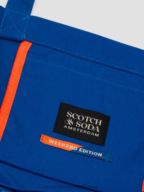 مُكَمِّلات Scotch & Soda حقيبة حمل فنية من القماش القزحية الزرقاء رجال N0V4703