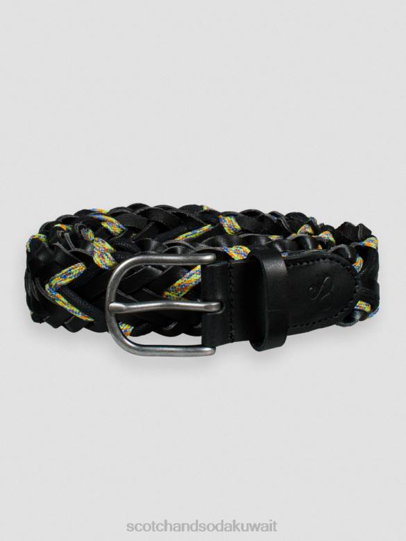 مُكَمِّلات Scotch & Soda جلد مضفر وحزام الحبل أسود رجال N0V4719