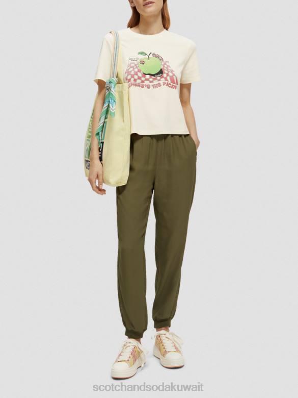 ملابس Scotch & Soda تي شيرت جرافيك الفانيليا البيضاء نحيف N0V471