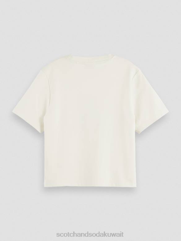 ملابس Scotch & Soda تي شيرت جرافيك الفانيليا البيضاء نحيف N0V471
