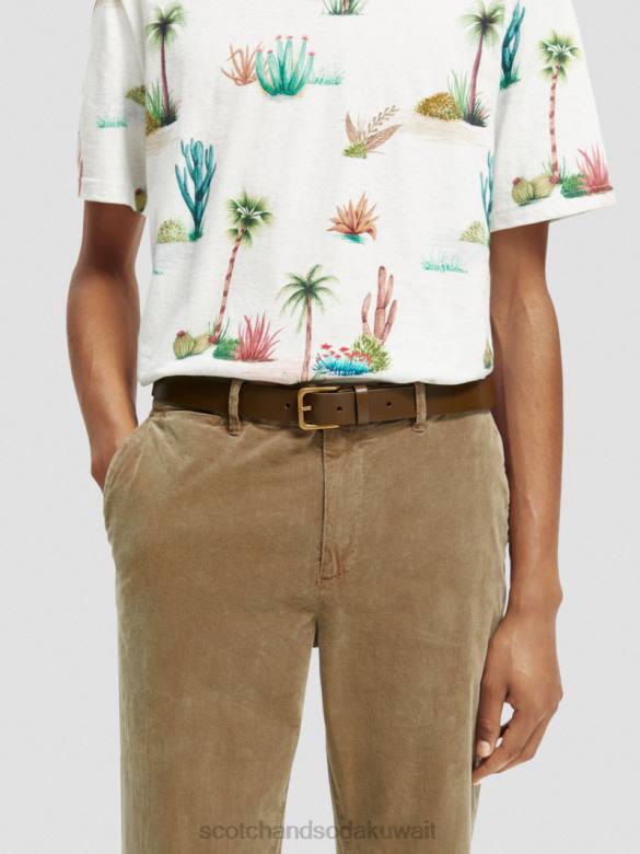 مُكَمِّلات Scotch & Soda حزام من الجلد الكاكي رجال N0V4721