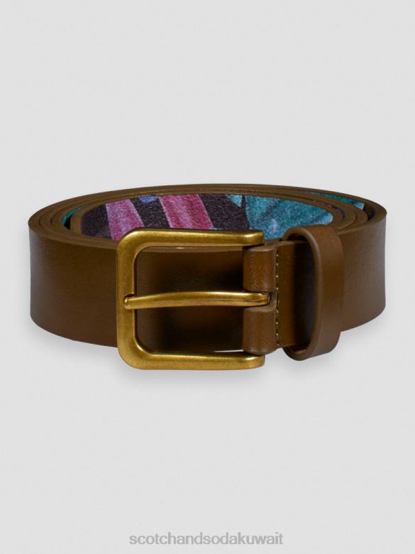 مُكَمِّلات Scotch & Soda حزام من الجلد الكاكي رجال N0V4721