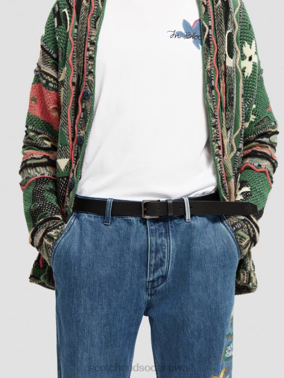 مُكَمِّلات Scotch & Soda حزام من الجلد أسود رجال N0V4722