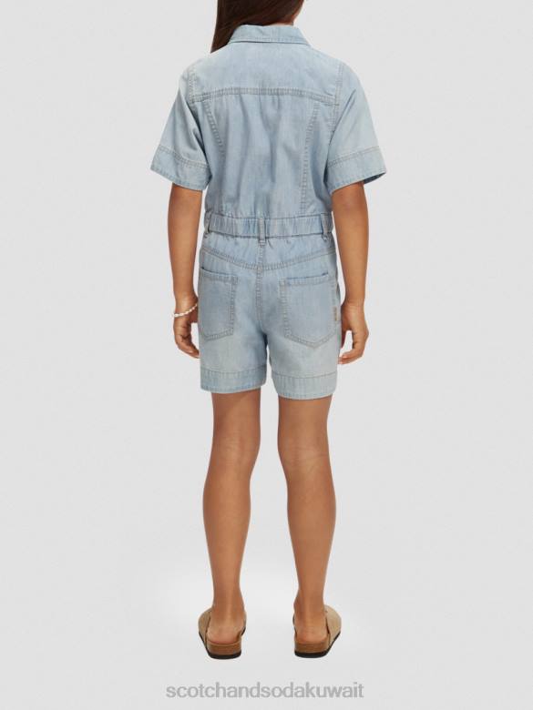 ملابس Scotch & Soda بدلة لعب من قماش الدنيم شامبراي خفيف الوزن النيلي المغسول أطفال N0V4727