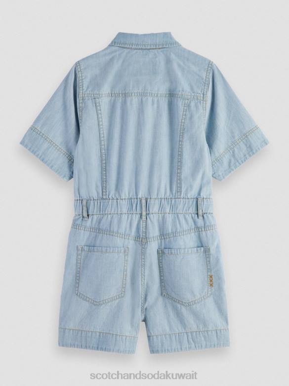 ملابس Scotch & Soda بدلة لعب من قماش الدنيم شامبراي خفيف الوزن النيلي المغسول أطفال N0V4727