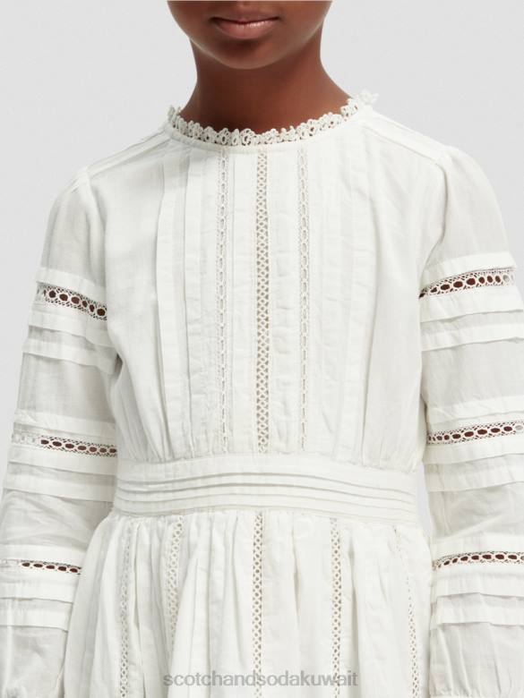 ملابس Scotch & Soda فستان ميدي من القطن العضوي بأكمام طويلة قبالة الأبيض أطفال N0V4728