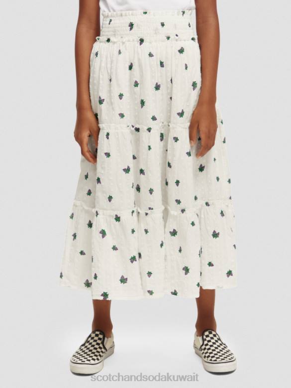 ملابس Scotch & Soda تنورة ميدي بطبقات وطبعات عنب صغير أطفال N0V4730