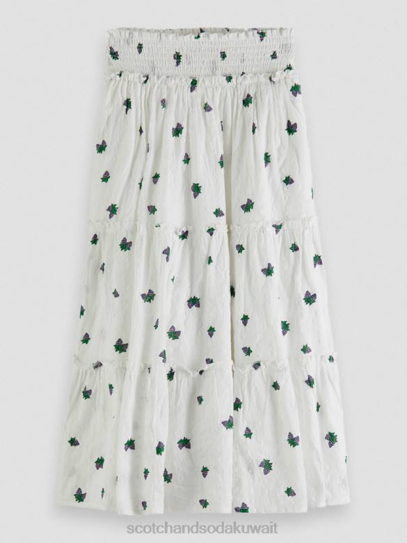 ملابس Scotch & Soda تنورة ميدي بطبقات وطبعات عنب صغير أطفال N0V4730