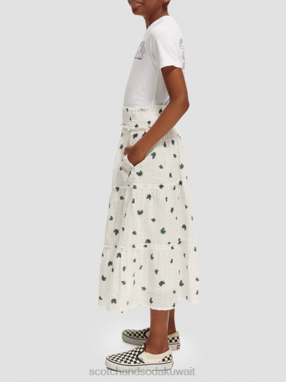 ملابس Scotch & Soda تنورة ميدي بطبقات وطبعات عنب صغير أطفال N0V4730