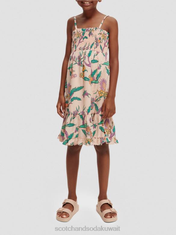 ملابس Scotch & Soda فستان ميدي سموكيد مطبوع حديقة ازهار أطفال N0V4731