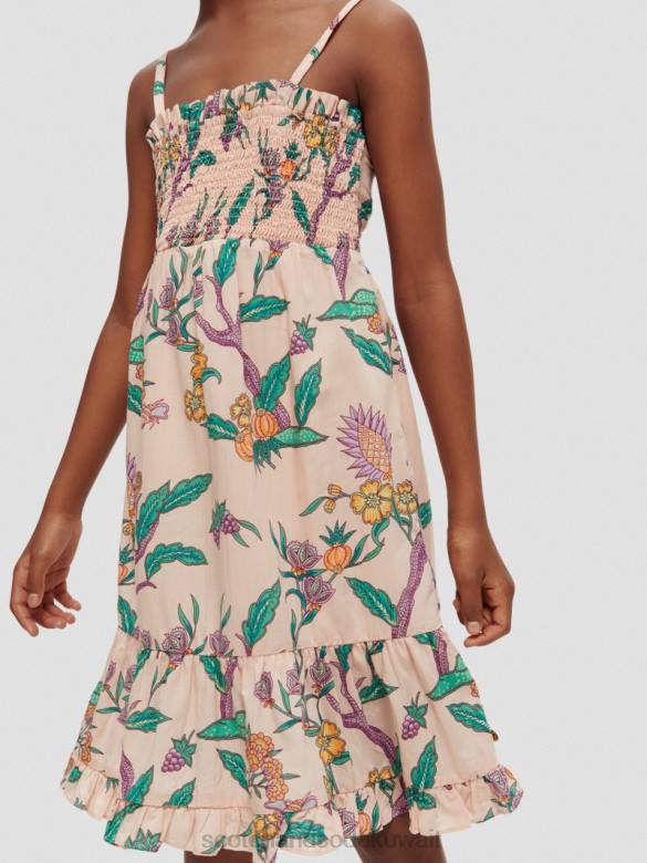 ملابس Scotch & Soda فستان ميدي سموكيد مطبوع حديقة ازهار أطفال N0V4731