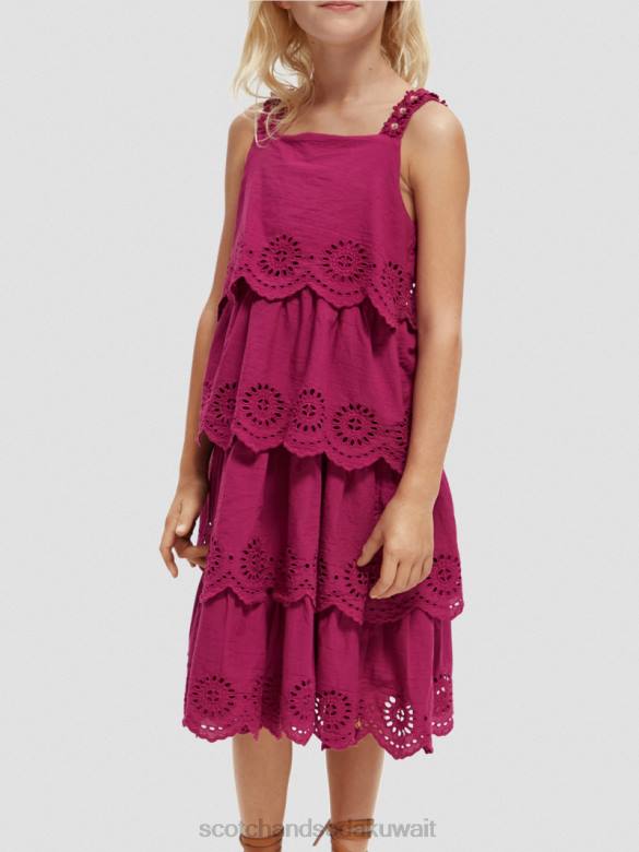 ملابس Scotch & Soda فستان ميدي بطبقات وتطريز إنجليزي الداليا أطفال N0V4732